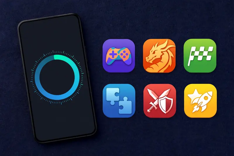Android phone with a storage meter showing large game installations filling the available space